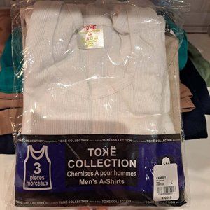 NIB Qty 3 mens white undershirts tank top style 100% cotton  mens A shirts